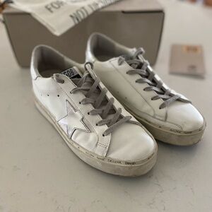 Golden Goose Hi Star White Sneakers with Silver Details
